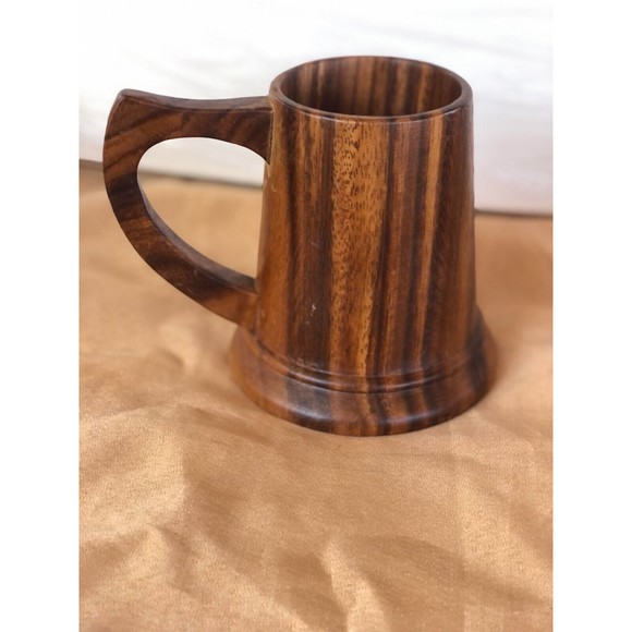 vintage /Antique Wooden Cup Handmade Coffee Tea Beer Juice Milk Mug Drink - Picture 6 of 7